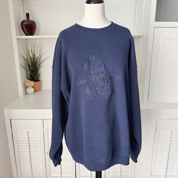 Vintage Walt Disney World Mickey Mouse Embossed Sweatshirt Size XXXL - Picture 1 of 7